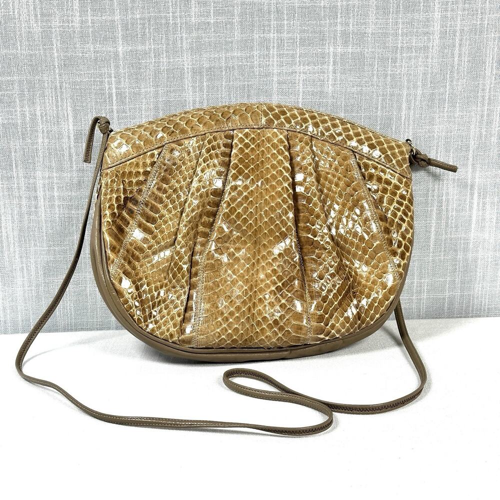 Vintage Palizzio Brown Snakeskin Clutch Shoulder Purse Bag